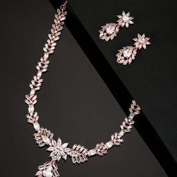 Priyaasi Rose Gold-Plated AD & CZ Studded Jewellery Set-39