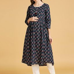 MomToBe Ethnic Motifs Printed Maternity Cotton Kurta-picture-1