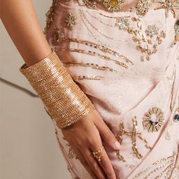 ISHKAARA Women Gold-Plated Artificial Beads Cuff Bracelet-image-47