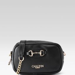 Carlton London Black Buckle Detail Textured Sling Bag-image-26