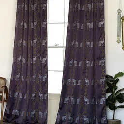 Tranquebar Home Purple & White Black Out Window Curtain-image-78