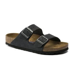 Birkenstock Unisex Black Arizona Oiled Leather Regular Width Comfort Sandals-image-86