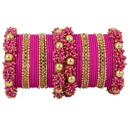 NMII 40 Pcs Zircon Studded & Pearls Beaded Antique Bangles-18