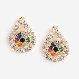 DressBerry Gold-Plated Cubic Zirconia Teardrop Shaped Studs Earrings-image-78