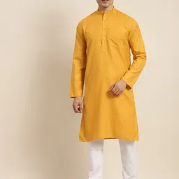 Anug by SOJANYA Men Mustard Yellow Kurta with Pyjamas-image-76
