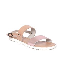 Tao Paris Women Rose Gold-Toned & Beige Solid Leather Open Toe Flats-14