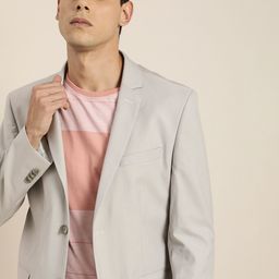 INVICTUS Men Grey Solid Slim Fit Single-Breasted Blazers-picture-19