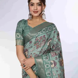 PBS PRINTS Ethnic Motifs Zari Pure Silk Tussar Saree-image-87
