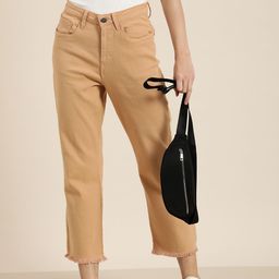 Moda Rapido Women Straight Fit High-Rise Stretchable Cropped Frayed hem Jeans-image-9