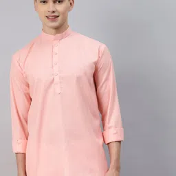 MAG Men Pink Solid Regular Kurta-picture-32