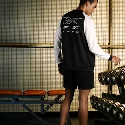Reebok Men Black & White Training Hustle Sporty Jacket-24