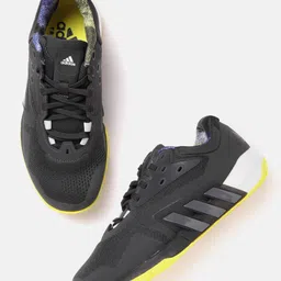 ADIDAS Men Grey & Black Woven Design Dropset Training Shoes-picture-42