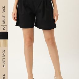 Molcha Women Pack Of 2 Cotton Slip-On Regular Fit Shorts-image-60