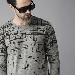 Campus Sutra Men Grey Printed Cotton Pure Cotton T-shirt-image-32