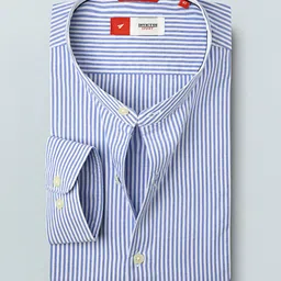 INVICTUS Men Blue & White Slim Fit Striped Sustainable Casual Shirt-image-84