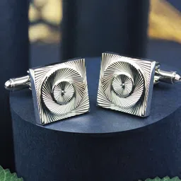 PELUCHE Silver-Toned The Musical Man Symbol Cufflink-image-16