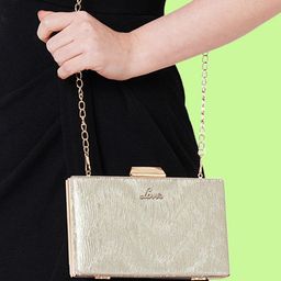 Lavie Glitz Women Metallic Embellished Framed Box Clutch-14