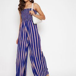 Uptownie Lite Women Striped Smocked Strapless Maxi Jumpsuit-image-73