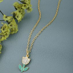 Carlton London Gold-Plated Floral Pendant with Chain-50