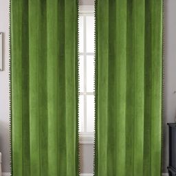 STITCHNEST Olive Green Black Out Velvet Door Curtain-14