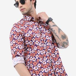 HIGHLANDER Men Floral Printed Slim Fit Casual Cotton Shirt-image-92