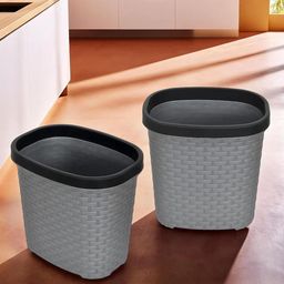 Kuber Industries Grey 2 Pieces Textured Open Dustbins 7 L-0