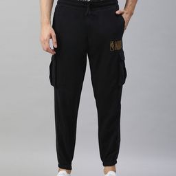 NBA Men Black NBA Faux PU Paneled Cargo Joggers-image-44