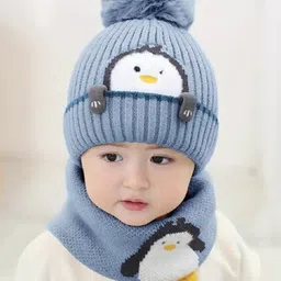 Poftik Kids Winter Hat & Scarf Set Warmer with Pom Pom-picture-11