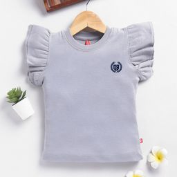 Here&Now X Game Begins Brand Logo Flutter Sleeve Cotton Top-image-47
