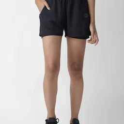 CHKOKKO Women Navy Blue Solid Loose Fit Training Shorts-image-92