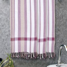 Myntra Elegant Homes 3 Pieces White & Pink Striped Cotton 225 GSM Bath Towel-image-64