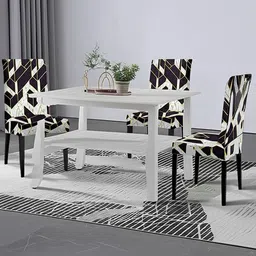 Cortina Black & White Printed Super Stretchable Chair Cover-image-55