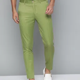DENNISON Men Green Smart Tapered Fit Easy Wash Trousers-image-98