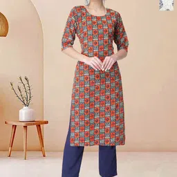 Moda Rapido Pack of 2 Printed Straight Kurta with Trousers-picture-7