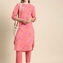 Anouk Women Pure Cotton Floral Printed Kurta with Trousers-17