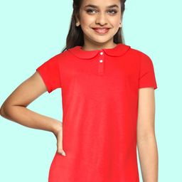 METRO KIDS COMPANY Girls Red Peter Pan Collar T-shirt-image-35