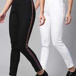 The Roadster Lifestyle Co Women Pack Of 2 Solid Super Skinny Jeggings-image-46