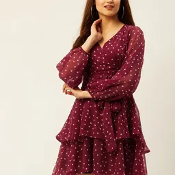 ANVI Be Yourself Women Red Solid Fit and Flare Dress-picture-17