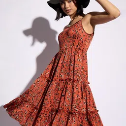 CORSICA Floral Print Ruffled A-Line Tiered Midi Dress-picture-14