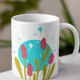 nestroots Pink & White Floral Printed Stoneware Glossy Mug 350 ml-37