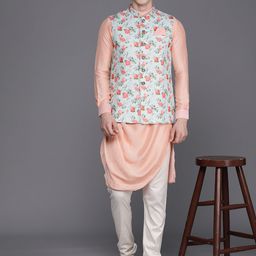 Manu Men Solid Kurta with Churidar & Nehru Jacket-picture-4