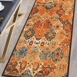 Story@home Brown & Blue Printed Anti-Skid Floor Carpet-5