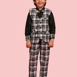 Aj DEZInES Boys Checked Regular Fit 3 Piece Suit Set-picture-0