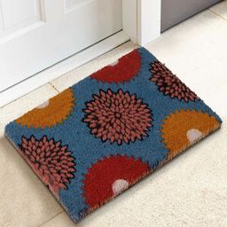 HOKIPO Navy Blue & Brown Coconut Coir Printed Doormat-20