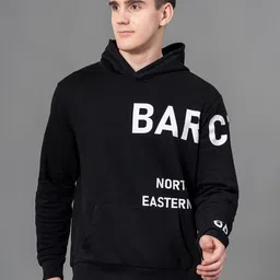 Red Tape Typography Printed Fleece Hooded Sweatshirt-image-16