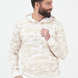 MR BUTTON Men Beige Printed Cotton Hooded Sweatshirt-image-2
