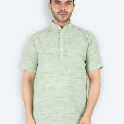 Latest Chikan Garments Men Green 100% Cotton Straight Kurti-image-84
