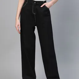 SASSAFRAS Women Black Pure Cotton Trousers-image-46