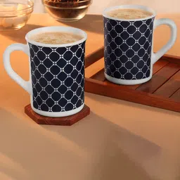Larah by BOROSIL White & Blue 2 Pieces Printed Glossy Mugs 350 ml-53