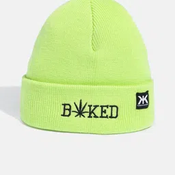 Kook N Keech Unisex Green Self Design Beanie image 2